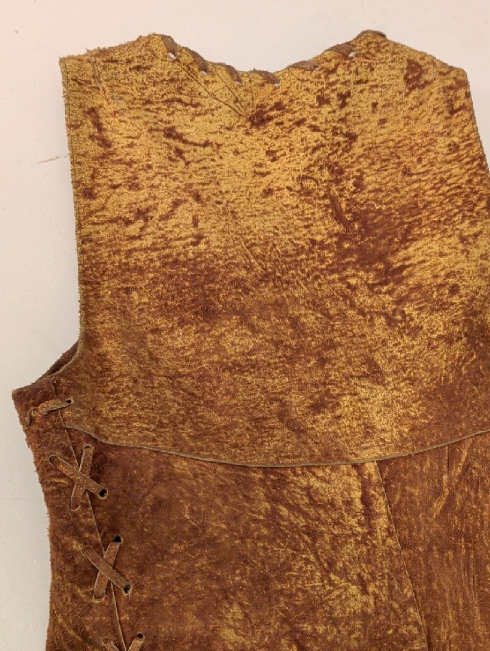 Vintage Suede Leather Long Vest and Pants 60s 70s Mod Groovy Hippie Women's SeeM - Picture 16 of 16